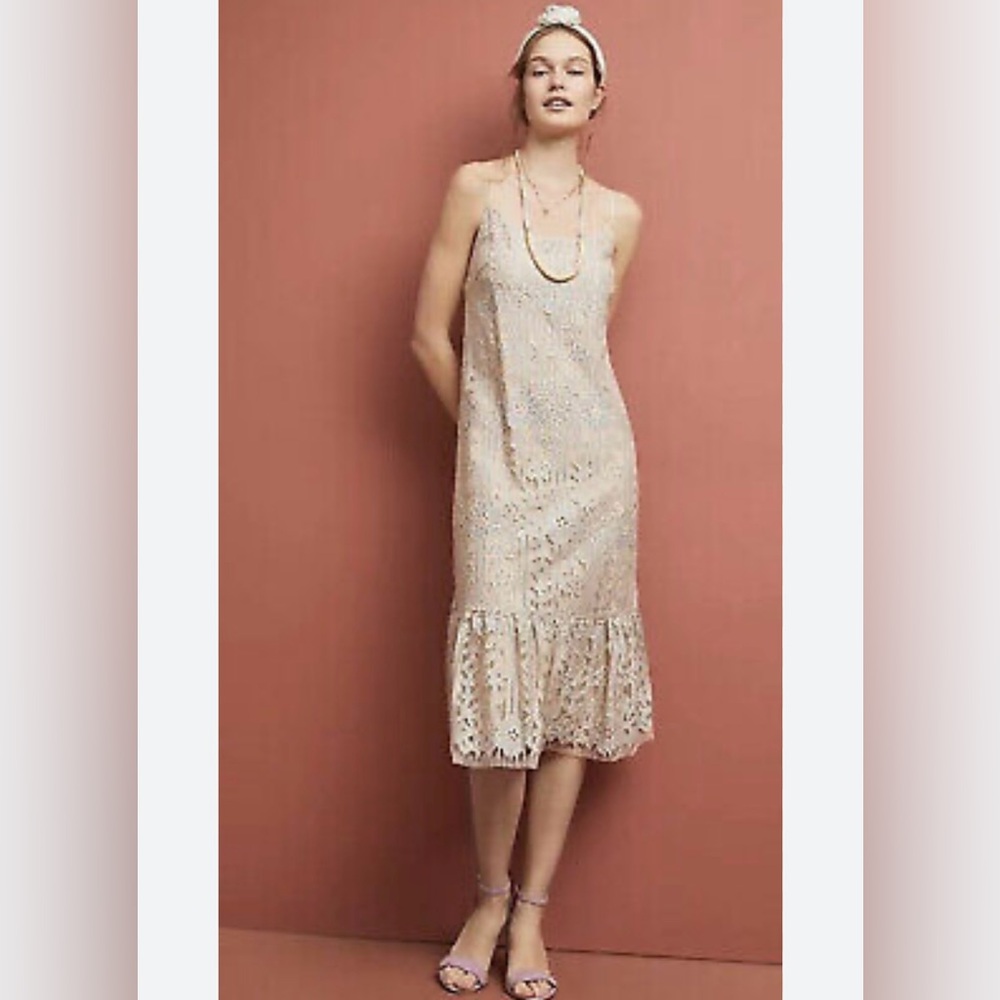 Anthropologie Eri + Ali Twilight Lace Dress Boho Flapper Fairy Goddess Size S